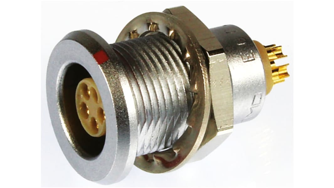 LEMO Circular Connector, 6 Contacts, Panel Mount, Socket, Male, IP68, 0T Series
