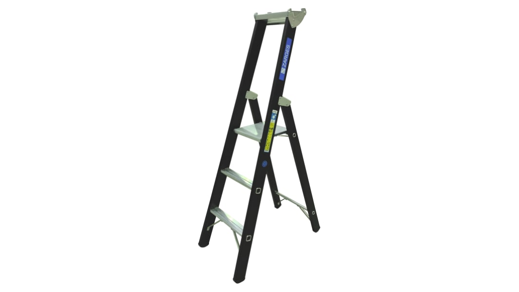 Zarges Aluminium 3 steps Step Ladder, 0.8m platform height