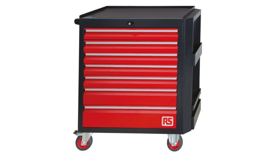RS PRO 7 Drawer Steel Wheeled Tool Chest