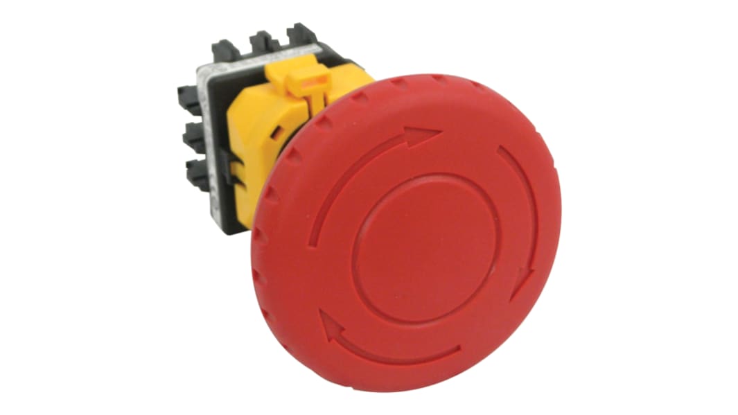 Seta de emergencia Idec serie XW1E, 4PST, montaje en panel, Ø de montaje 22mm, IP65