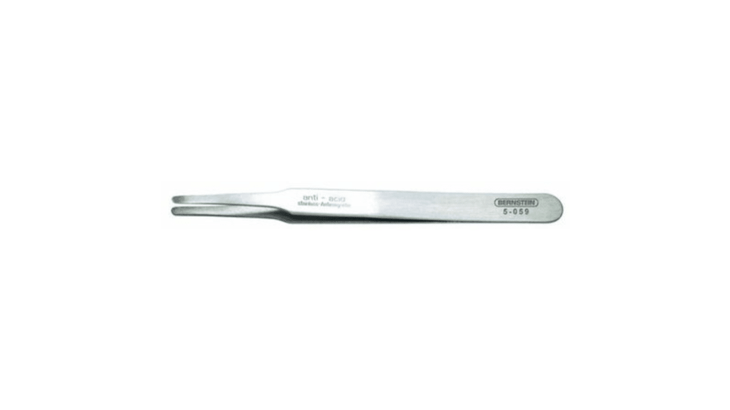 Bernstein 120 mm, Stainless Steel, Flat; Rounded, ESD Tweezers
