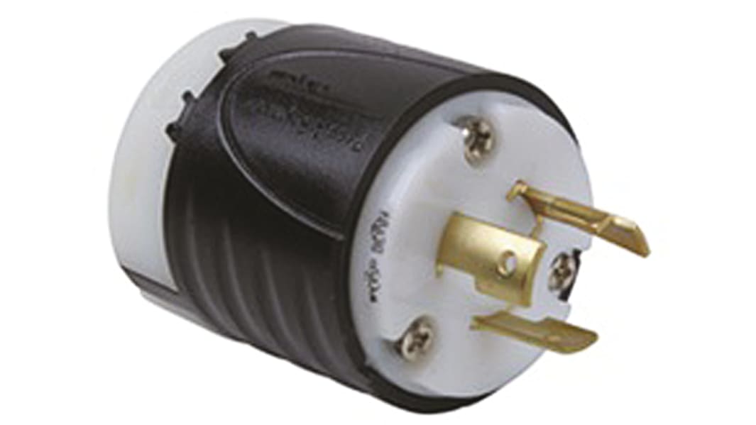 PASS & SEYMOUR USA Mains Plug, 20A Black, White, Cable Mount Nylon Screw, 250 V