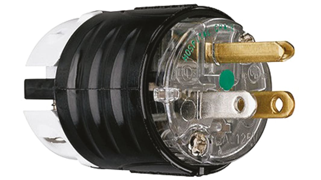 PASS & SEYMOUR Netzstecker Kabel, 2P+E, NEMA 5 - 15P, 125 V / 15A Schwarz, Transparent, für USA