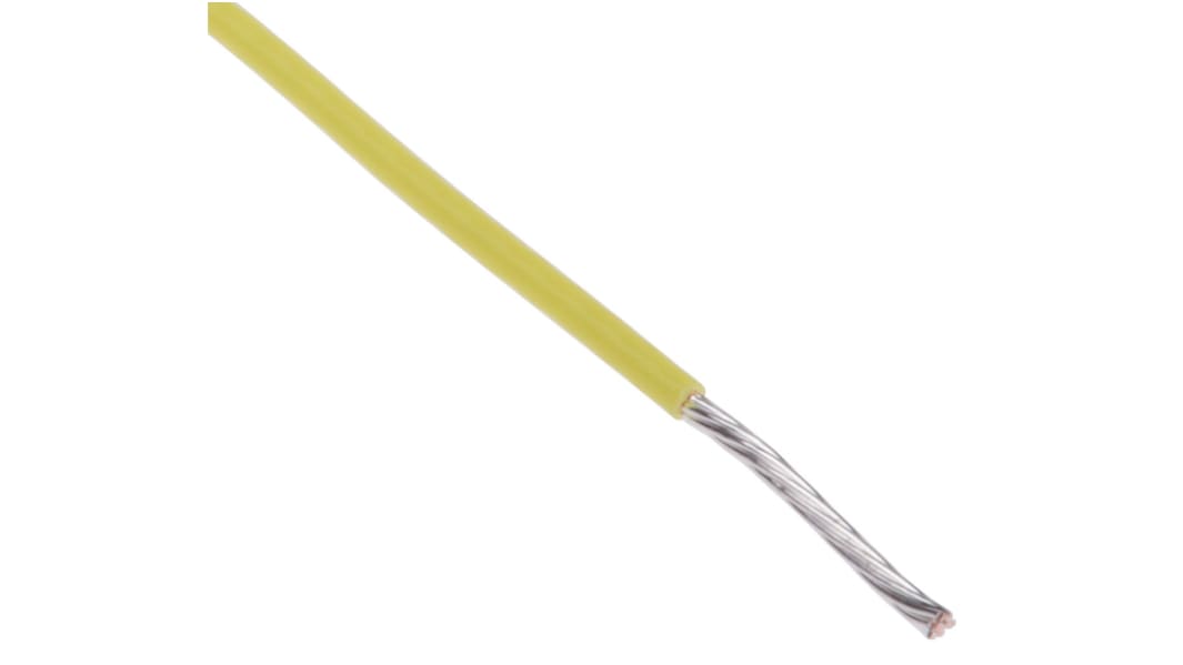 RS PRO Yellow 0.34mm² Hook Up Wire, 22 AWG, 19/0.15 mm, 100m, PTFE Insulation