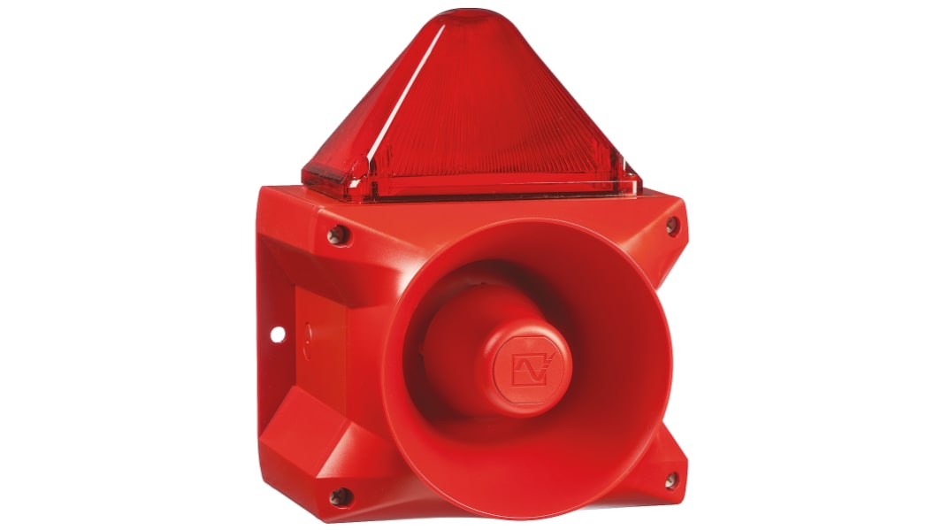 Pfannenberg PA X 20-15 Series Red Sounder Beacon, 24 V dc, Base Mount, 110dB at 1 Metre