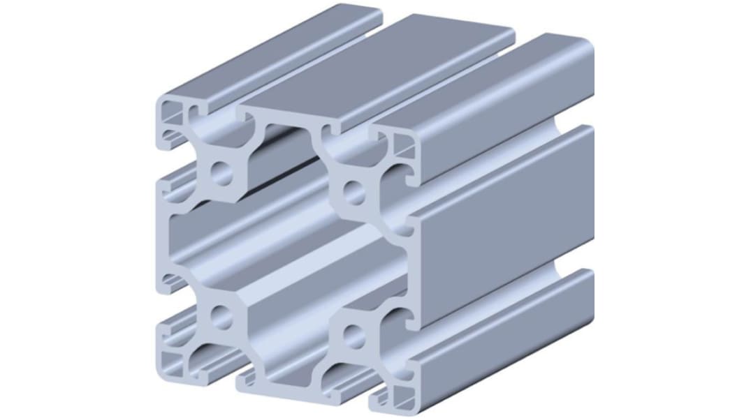 RS PRO Silver Aluminium Profile Strut, 80 x 80 mm, 8mm Groove, 2000mm Length