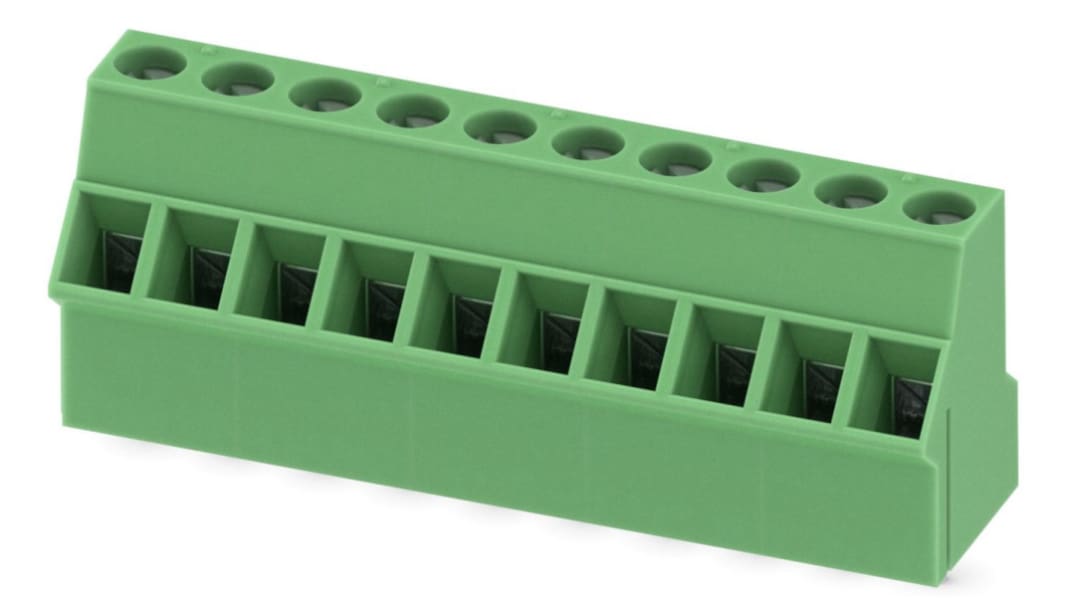 Phoenix Contact SMKDS 2.5/10-5.08 Series PCB Terminal Block, 10-Contact, 5.08mm Pitch, Through Hole Mount, Screw