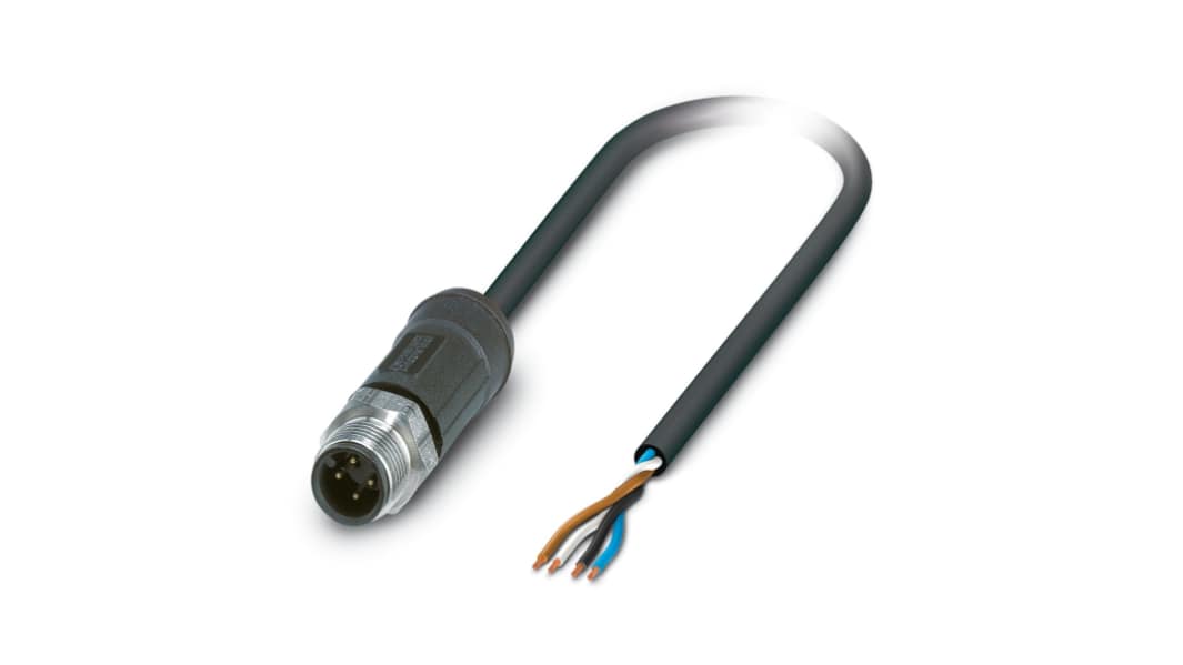 Cable de conexión Phoenix Contact, con. A M12 Macho, 4 polos, cod.: A, long. 10m, 250 V, 4 A, IP65, IP67, IP68, IP69K