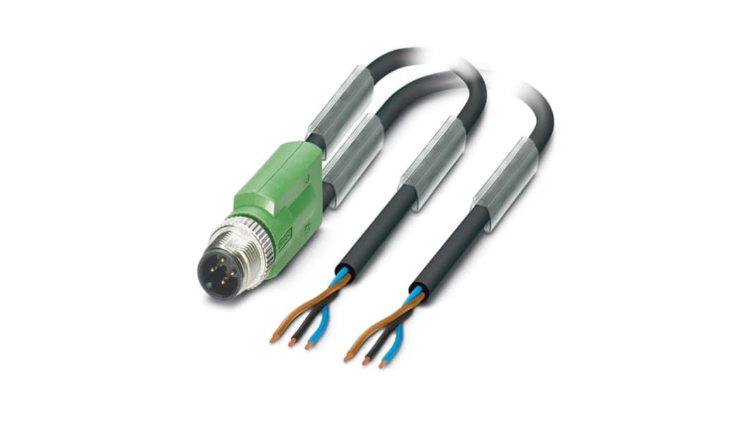 Cable de conexión Phoenix Contact, con. A M12 Macho, 3 polos, cod.: A, long. 5m, 250 V, IP65, IP67, IP68