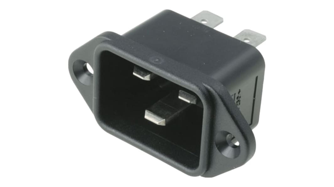 Conector IEC C20 macho Bulgin, Recto, Montaje en Panel, 250 V, 16A, , con interruptor tripolar