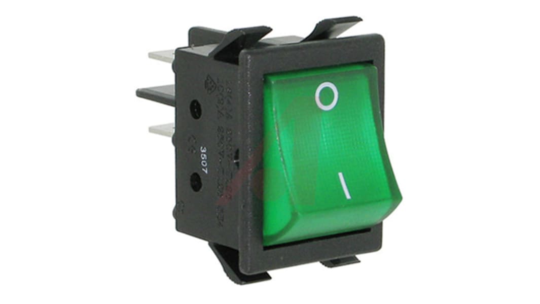 Interrupteur à bascule DPST On-Off, lumineux, 16 A