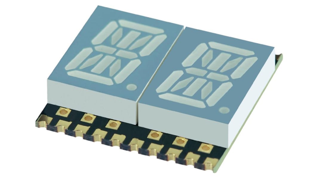 Kingbright KCPDC04 LED-Anzeige 14-Segment 2-Digit, Grün 570 nm Zeichenbreite 6mm Zeichenhöhe 10.2mm SMD