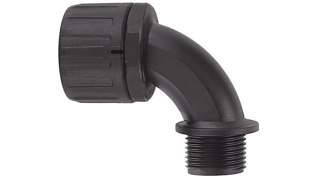 Raccordo per cavi Flexicon FPA28-M25-90B FPA, Gomito a 90° in Nylon 66 Nero, Nero, filetto M25, 28mm, protezione IP66