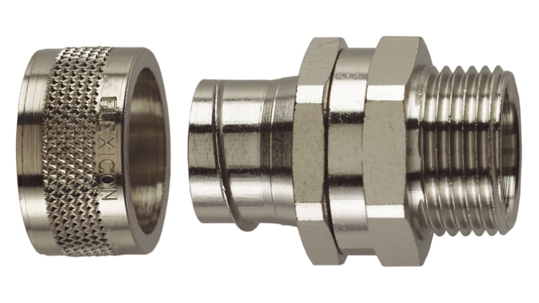 Raccordo per cavi Flexicon FSU40-M40-S FSU in Ottone zincato Nickelato, filetto M40, 40mm, protezione IP54