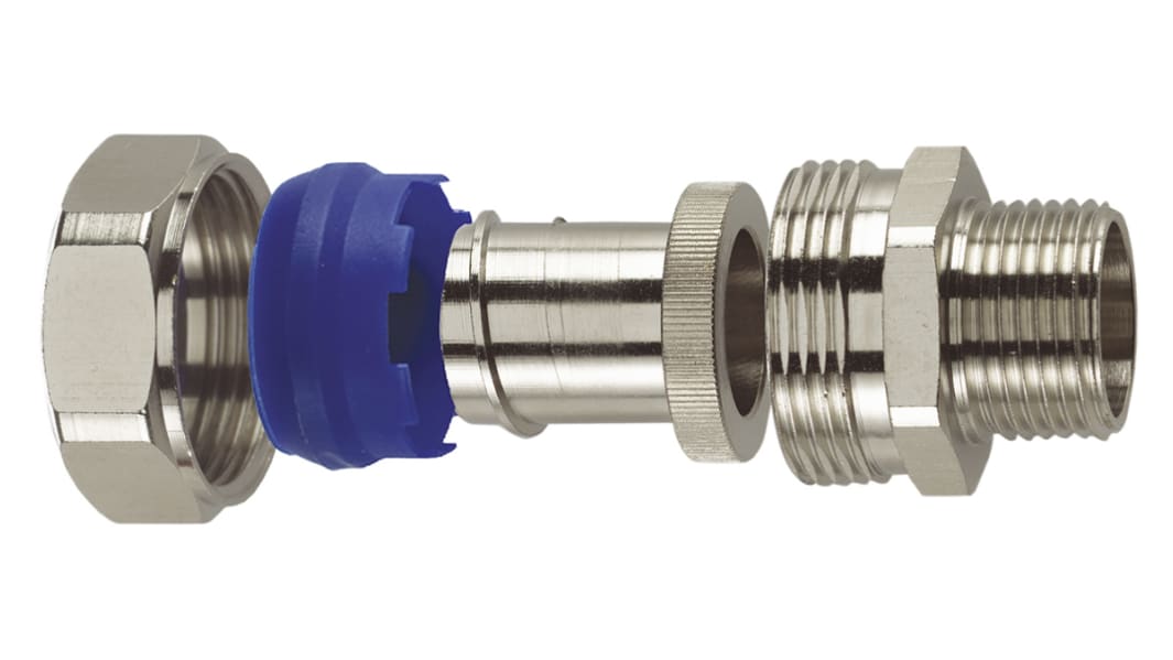 Racor para conducto Flexicon, Recto de Latón Chapado en Níquel, tamaño nom. 16mm, rosca M20, IP65