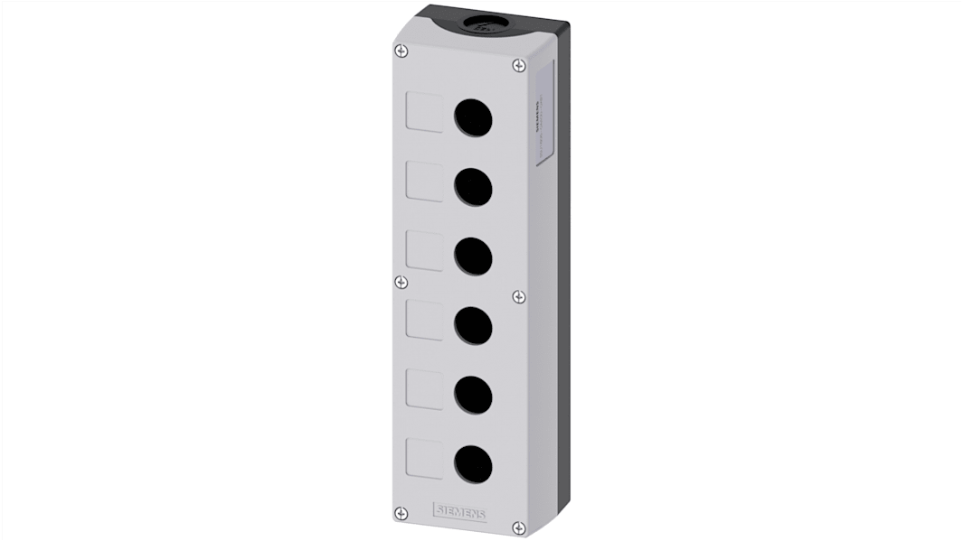 Siemens SIRIUS ACT 3SU18 Drucktaster-Gehäuse, 6 x Ø 22mm, 85 x 280 x 64mm, Grau, Kunststoff, IP66, IP67, IP69(IP69K)