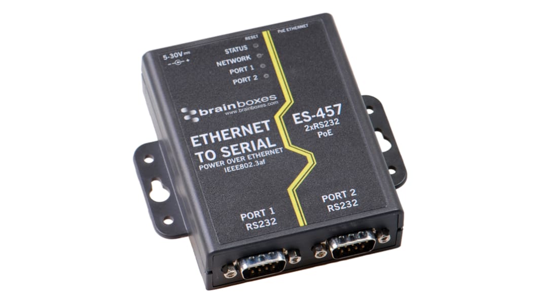 Server per dispositivo seriale Brainboxes, 1 porta Ethernet, 2 porte seriali, RS232, 1Mbit/s max