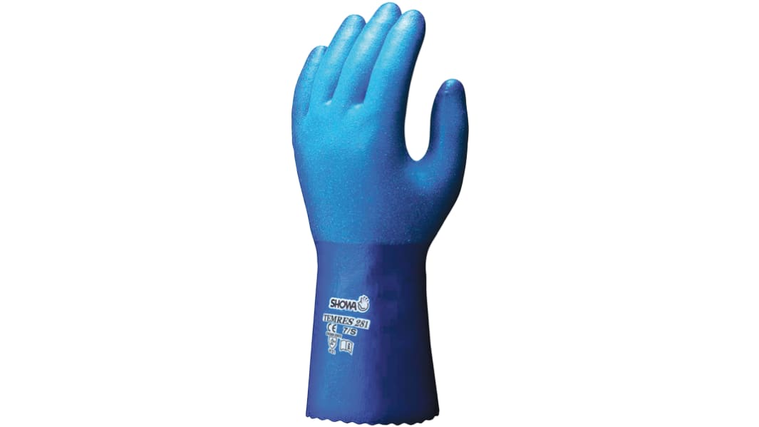 Showa Blue Nylon General Purpose Work Gloves, Size 8, Aqua Polymer Coating