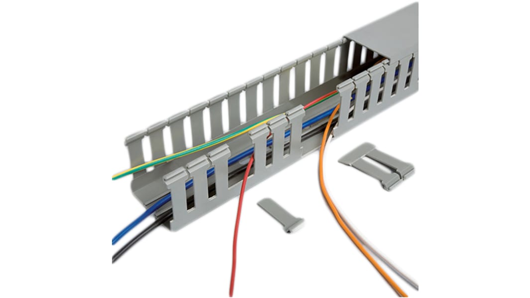 Betaduct Betaduct Metric Grey Slotted Panel Trunking - Open Slot, W40 mm x D80mm, L1m, PVC