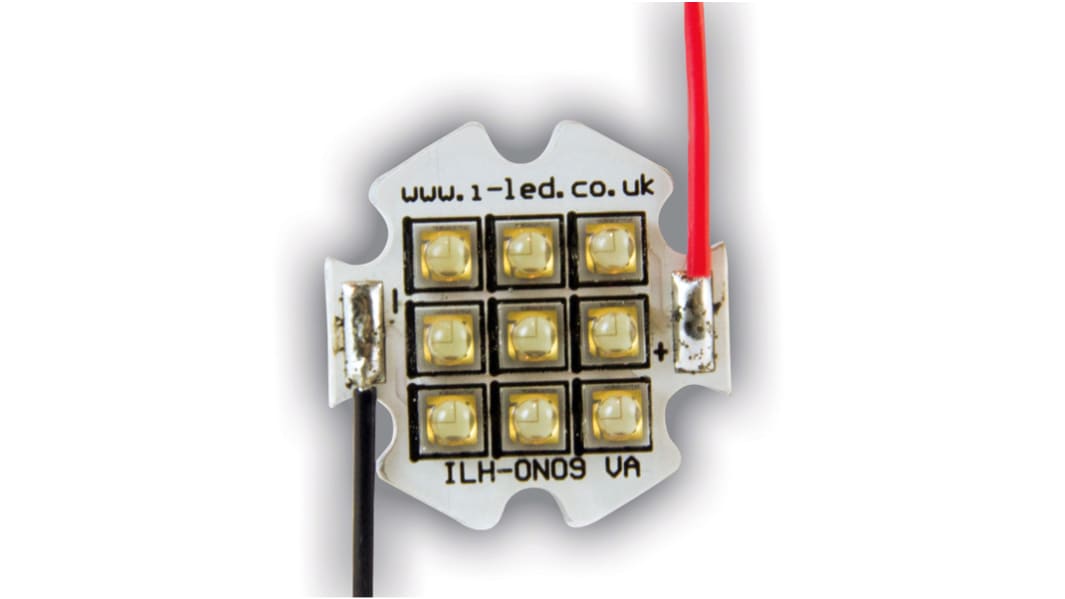 ILS ILH-OW09-FRED-SC211-WIR200., OSLON 150 9+ PowerStar Circular LED Array, 9 Red LED