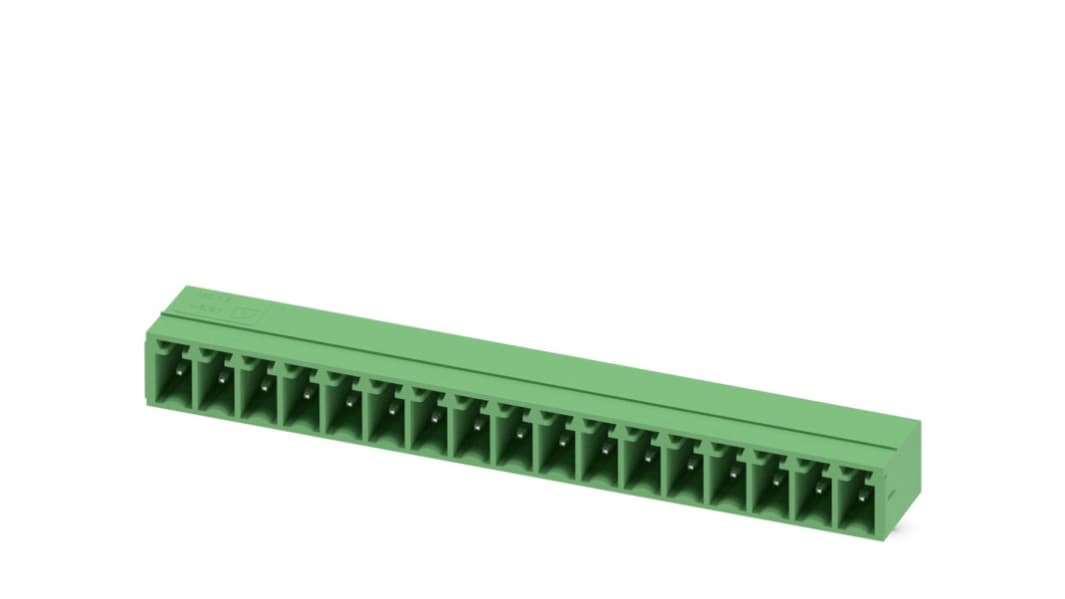 Phoenix Contact, 3.81mm Pitch, MC 1.5/17-G-3.81, 17 Way, Right Angle, Pluggable Terminal Block, Header, Through Hole,