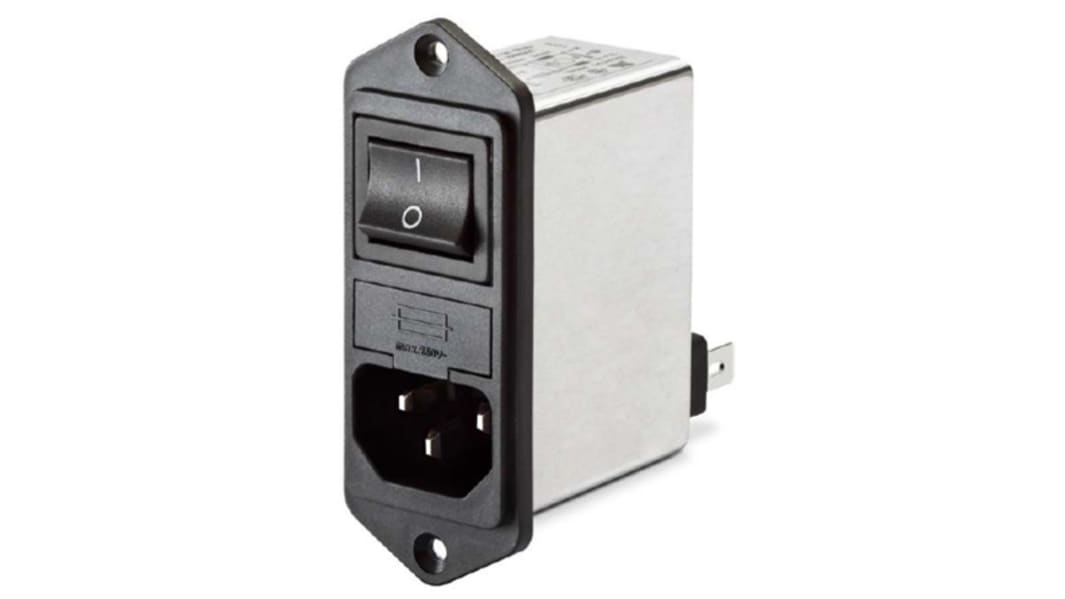 Filtro ingresso IEC Schaffner C14 250 V, 4A, Su flangia
