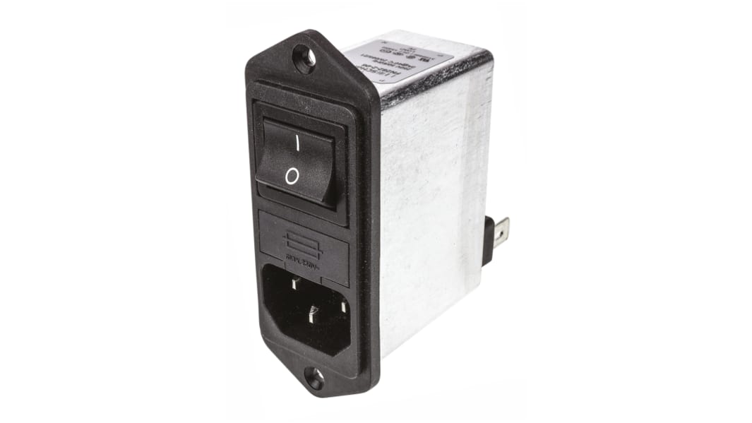 Filtro ingresso IEC Schaffner C14 250 V, 10A, Su flangia