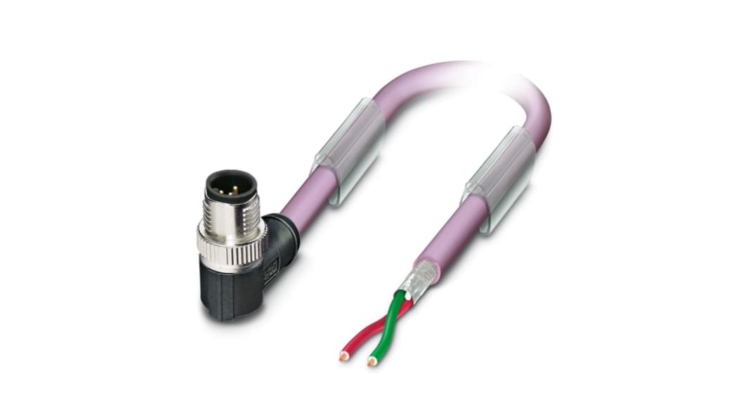 Cable de bus Phoenix Contact, con. A M12 Macho, 2 polos, con. B Sin terminación, cod.: B, long. 5m, 250 V, 4 A, IP65,