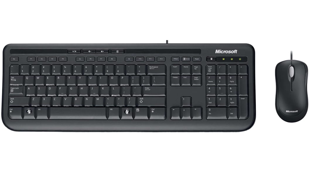 Microsoft 600 Satz aus Tastatur und Maus, Verdrahtet Tastatur, Verdrahtet Maus, Tastatur Standardausführung QWERTY