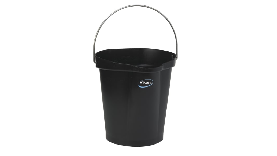 12L Plastic Black Bucket With Handle
