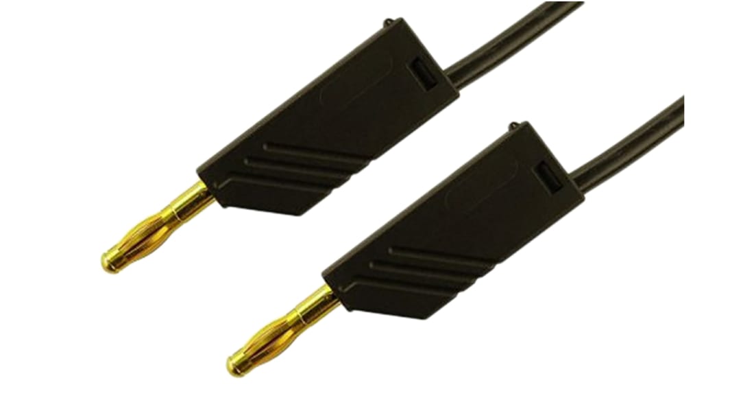 Hirschmann Messleitung 4mm Stecker / Stecker, Schwarz PA-isoliert 2m, 30 V ac, 60V dc / 32A