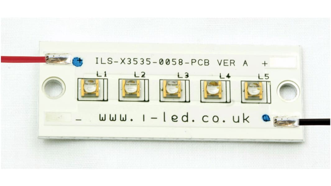 Módulo LED UV de 5 leds Intelligent LED Solutions N3535 UV PowerLinear, λ 410nm, 55°, 2000mW