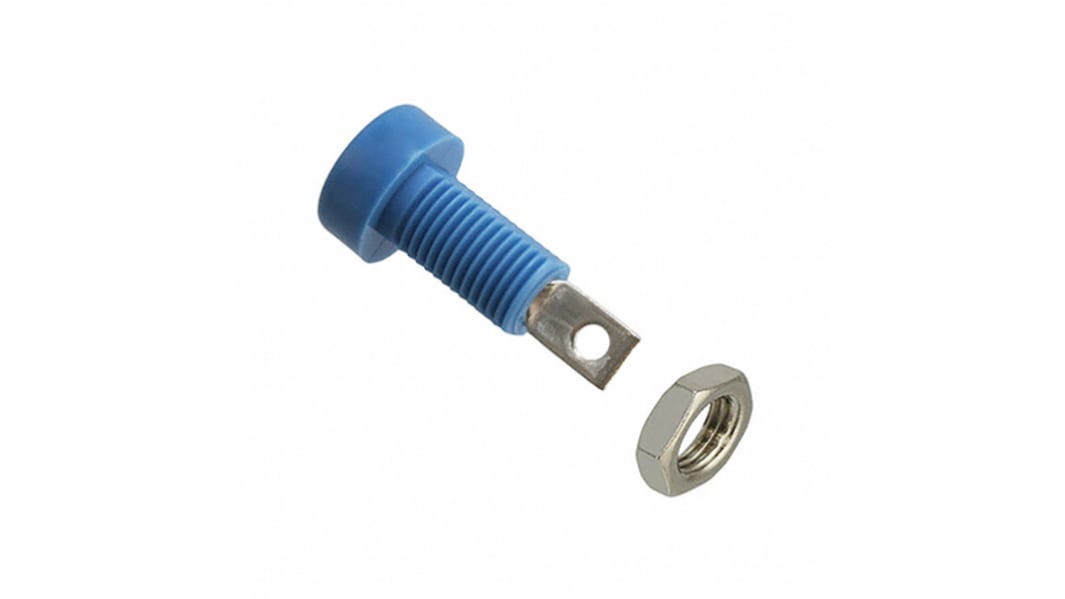 Cinch 4 mm Bananenbuchse Blau, Kontakt verzinnt, 3500V / 15A, Lötanschluss