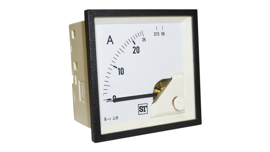 Amperometro analogico da pannello Sifam Tinsley, max 25A, c.a., foro L 68mm x H 68mm
