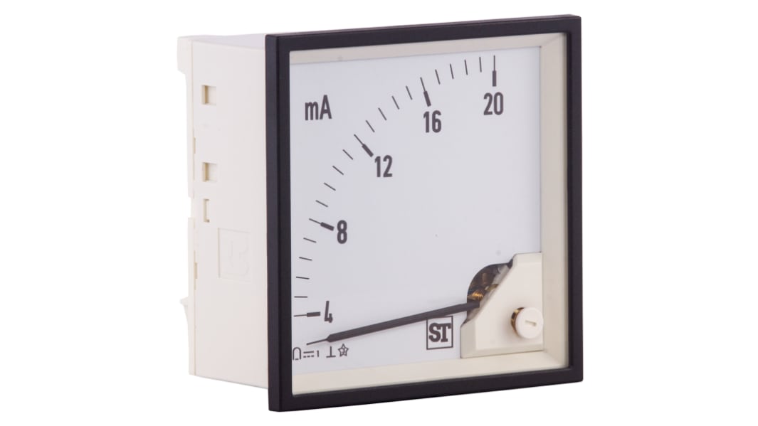 Amperometro analogico da pannello Sifam Tinsley, max 20mA, c.c., foro L 48mm x H 48mm