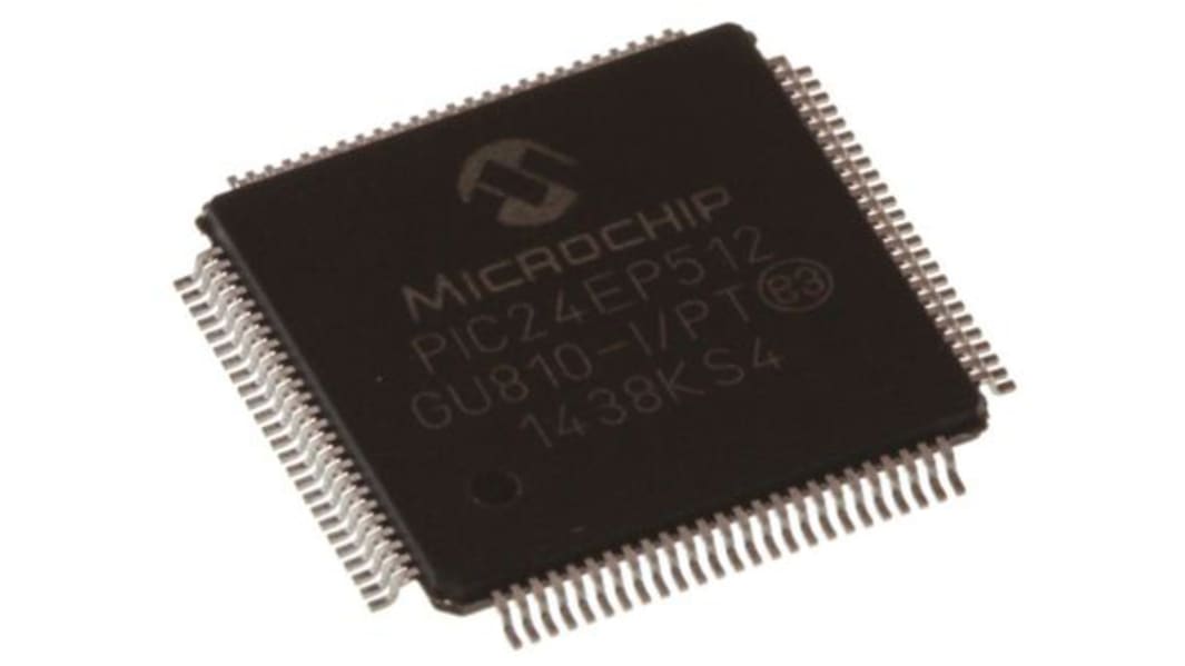 Microchip PIC24EP512GU810-I/PT, 16bit PIC Microcontroller, PIC24EP, 70MHz, 536 kB Flash, 100-Pin TQFP