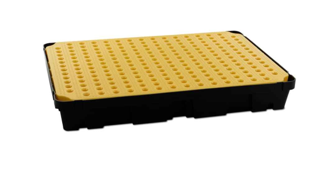 Bandeja con rejilla para control de derrames RS PRO, capacidad 100L, para almacenamiento industrial