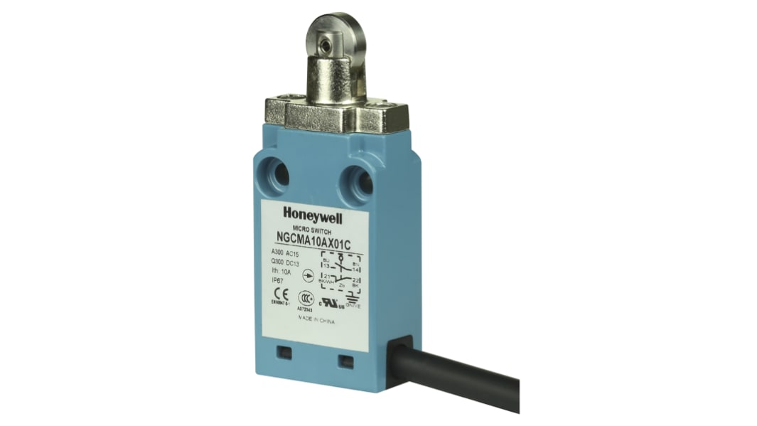 Honeywell NGC Series Roller Plunger Limit Switch, NO/NC, IP67, SPDT, Metal Housing, 240V ac Max, 6A Max