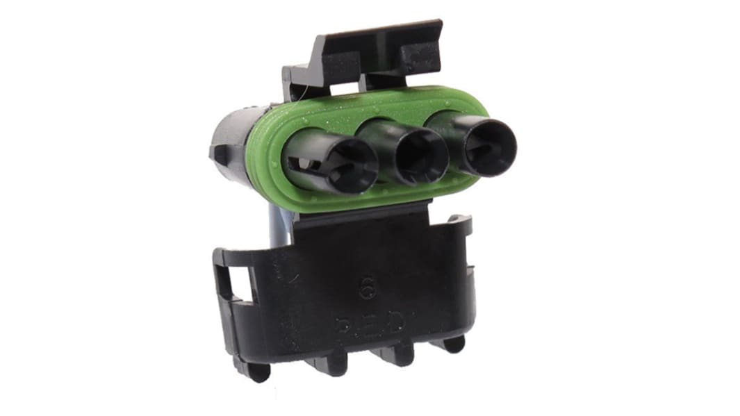 Delphi, Weather-Pack Automotive Connector Socket Black Cable Mount 3 Way, Crimp Termination 12015796