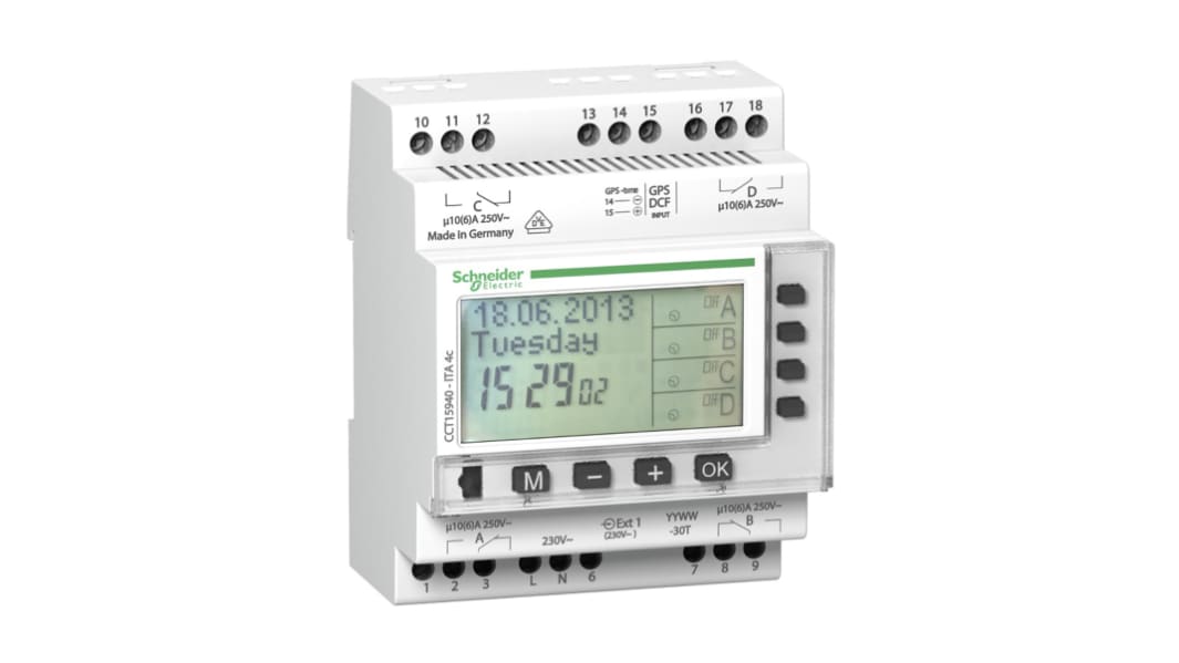 Interrupteur horaire pour rail DIN Numérique, 230 V c.a., 4 canaux