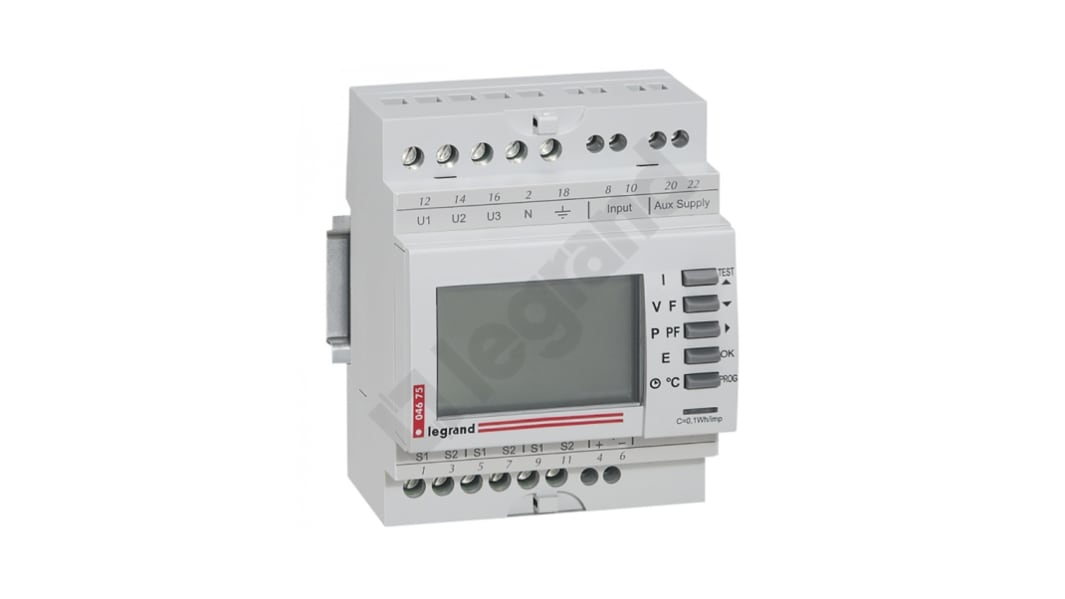 Legrand Einbaumessgerät für Wirkleistung, Scheinleistung, Strom, Innentemperatur, Blindleistung, Spannung