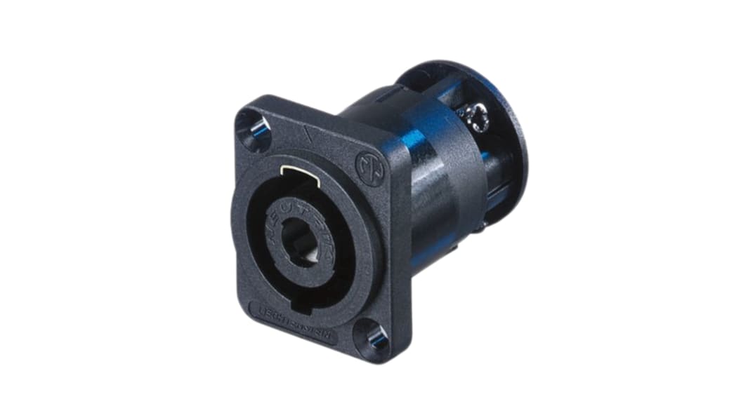 Neutrik RSNL4MP-ST Panel Mount Loudspeaker Connector Plug, 4 Way, 30ABlack, Screw Termination