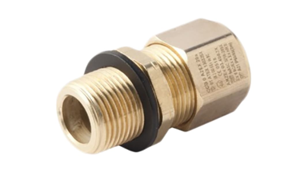 Moflash A2EX Series Brass Nickel Plated Brass Cable Gland, M20 Thread, 11mm min., 15mm max., IP66, IP68