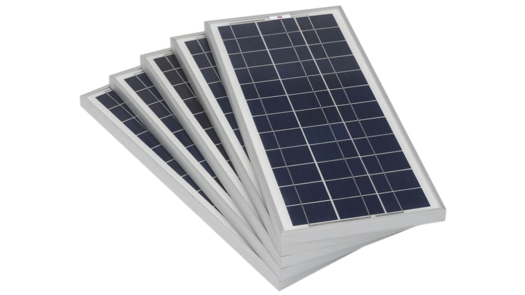RS PRO Solarmodul Polykristallin 20W, 540 x 278 x 25mm 20W, 22V 36 Zellen -40°C +85°C Wirkungsgrad 17%