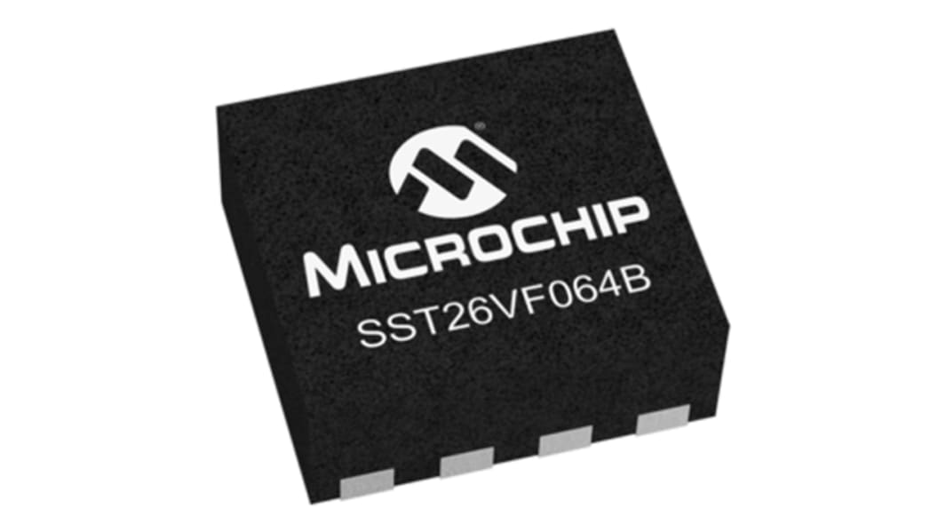 マイクロチップ,  フラッシュメモリ, 64Mbit, SPI, 8-Pin, SST26VF064B-104I/MN