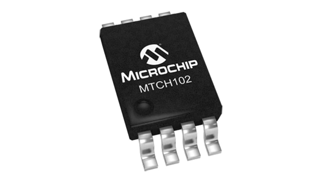 MTCH102-I/MS, Capacitive Touch Screen Controller Simple I/O, 8-Pin MSOP