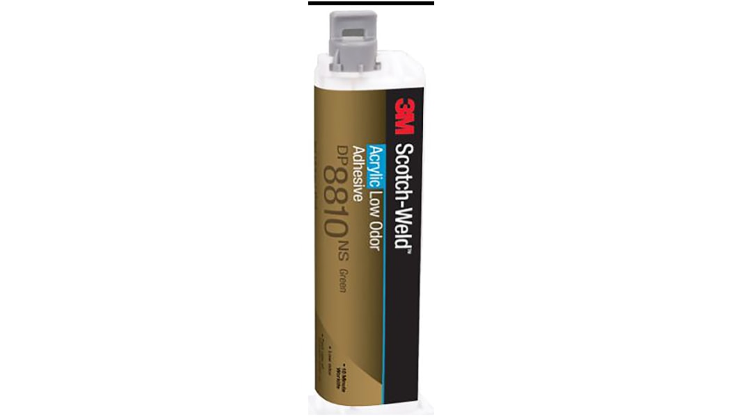 Adhesivo acrílico 3M Scotch-Weld DP 8810 de color Verde, Cartucho doble de 45 ml, curado en 26 h.