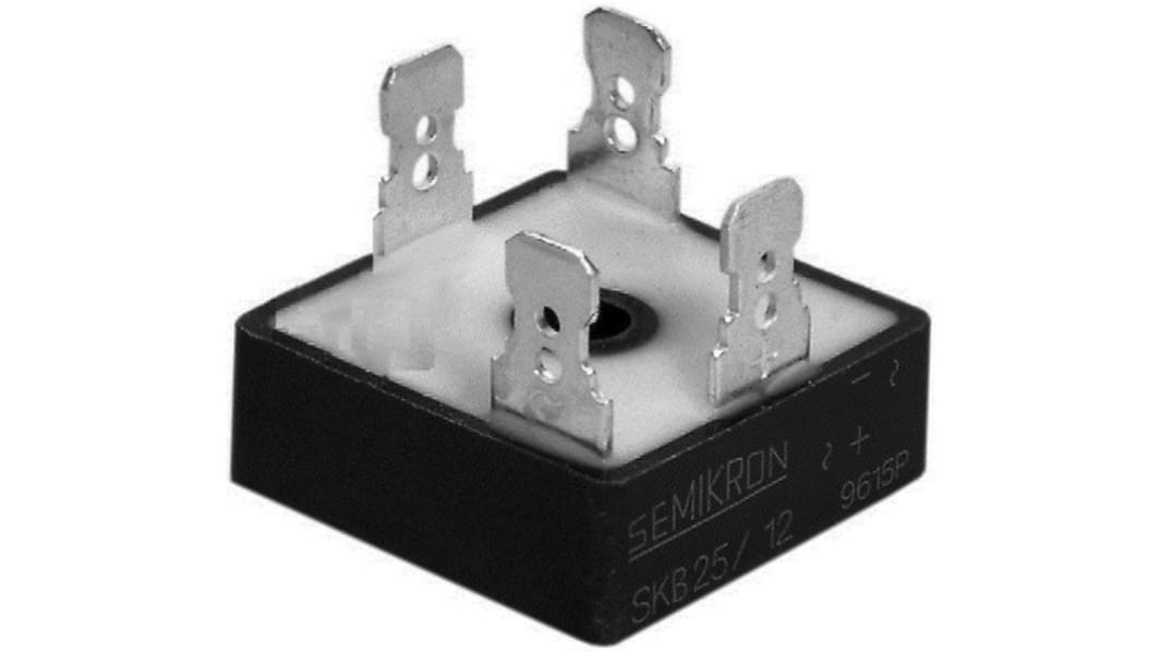 Raddrizzatore a ponte, Monofase, Semikron Danfoss, Ifwd 17A, VRRM 1600V, Montaggio a pannello, 4 Pin
