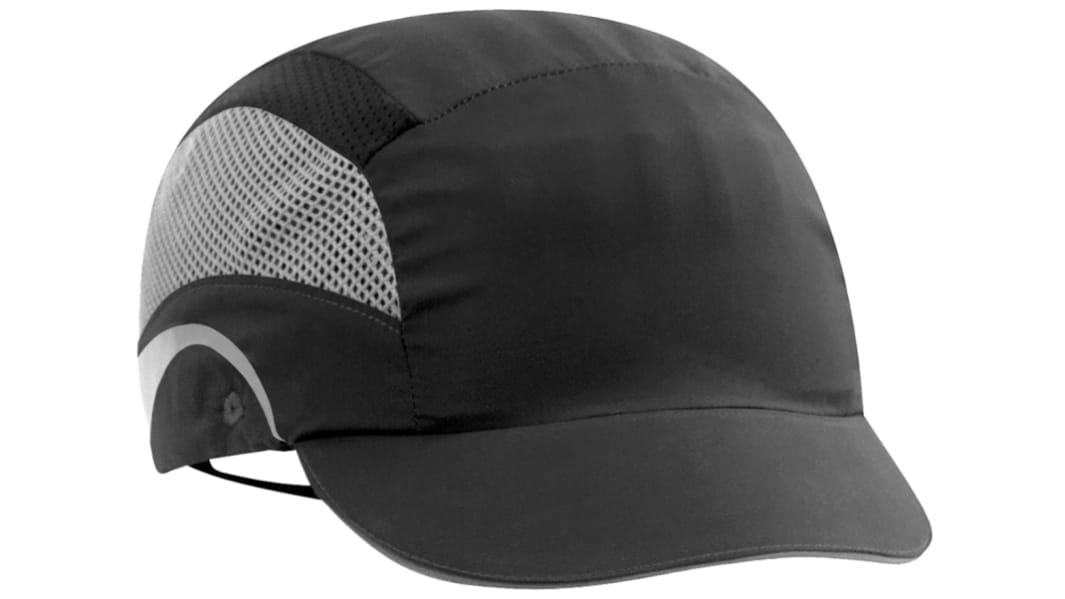 JSP Black Short Peaked Bump Cap, HDPE Protective Material