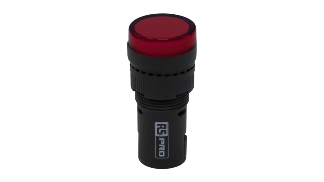 RS PRO, Panel Mount Red LED Pilot Light, 16mm Cutout, IP40, Round, 24V ac/dc